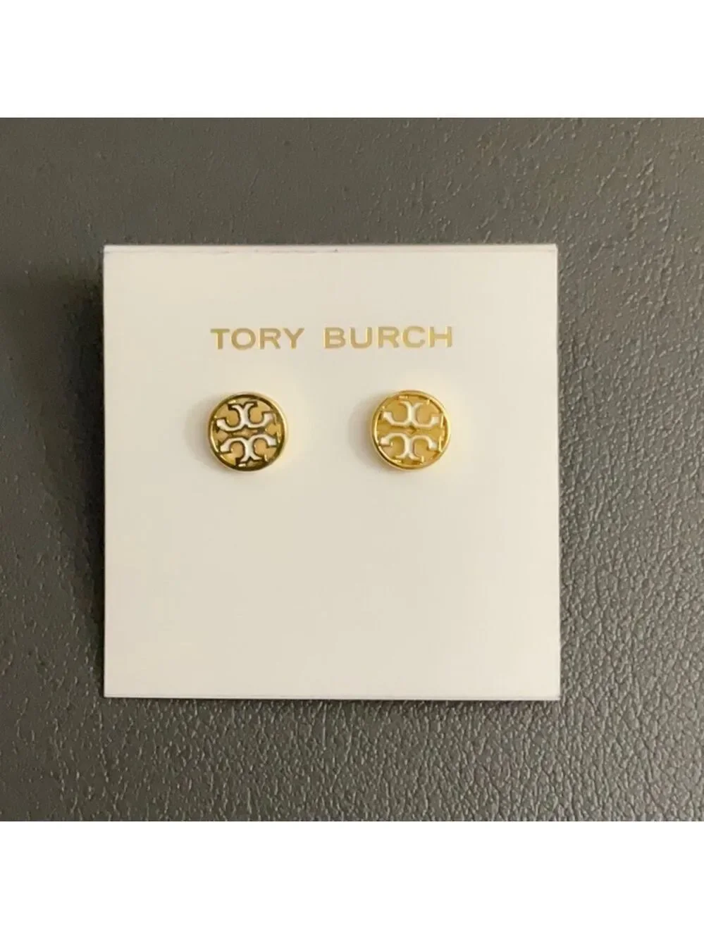 Tory Burch Stud Earrings - White and Gold NWOT